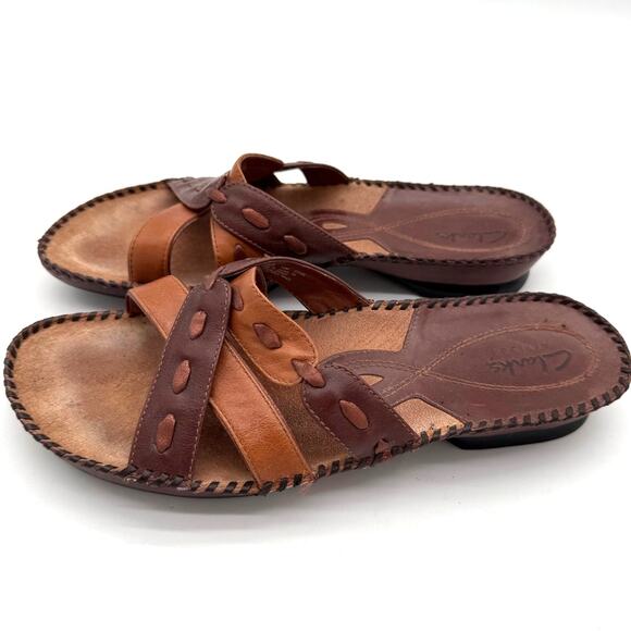 Clarks Artisan Arch Support Leather Comfort Brown Everyday Sandals 10 - Picture 1 of 5